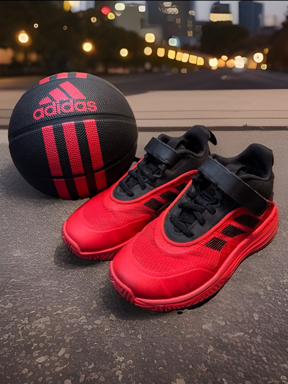 Adidas Youth US 1 Basketball Shoes IF4594 & Mini Adidas Sz 3 Basketball